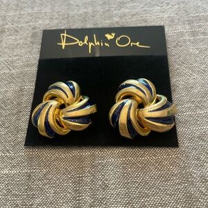 Dolphin Ore Gold and Blue Knot Earrings